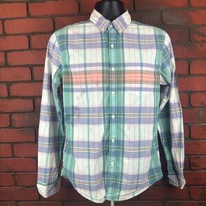 American Eagle Men's Small Plaid Button-Down Shirt – Casual, Classic, Preppy‎